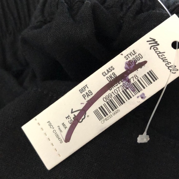 Madewell Pants Pull On Straight  High Rise Relaxed True Black NWT Size 6P - Picture 7 of 11